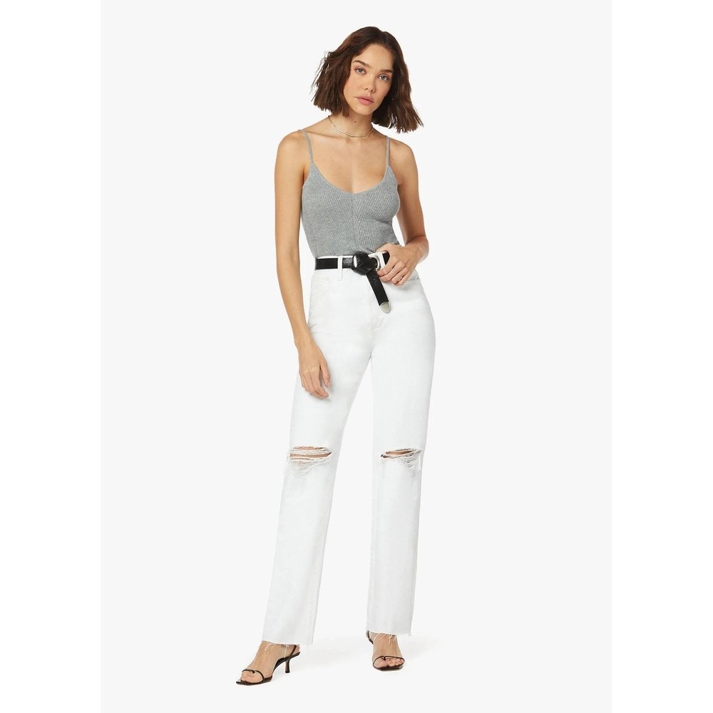 Favorite Daughter Women's Otto Jeans High Rise Distressed Size 28 Whistler White